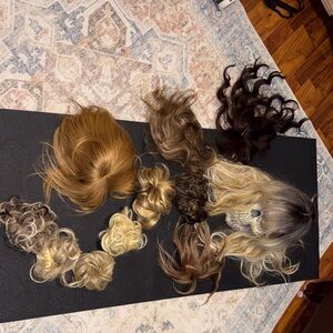 Stylish Women's Hair Extensions Set - Blonde, Brown, Black